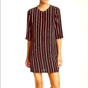 Equipment Aubrey dress in black pinstripe